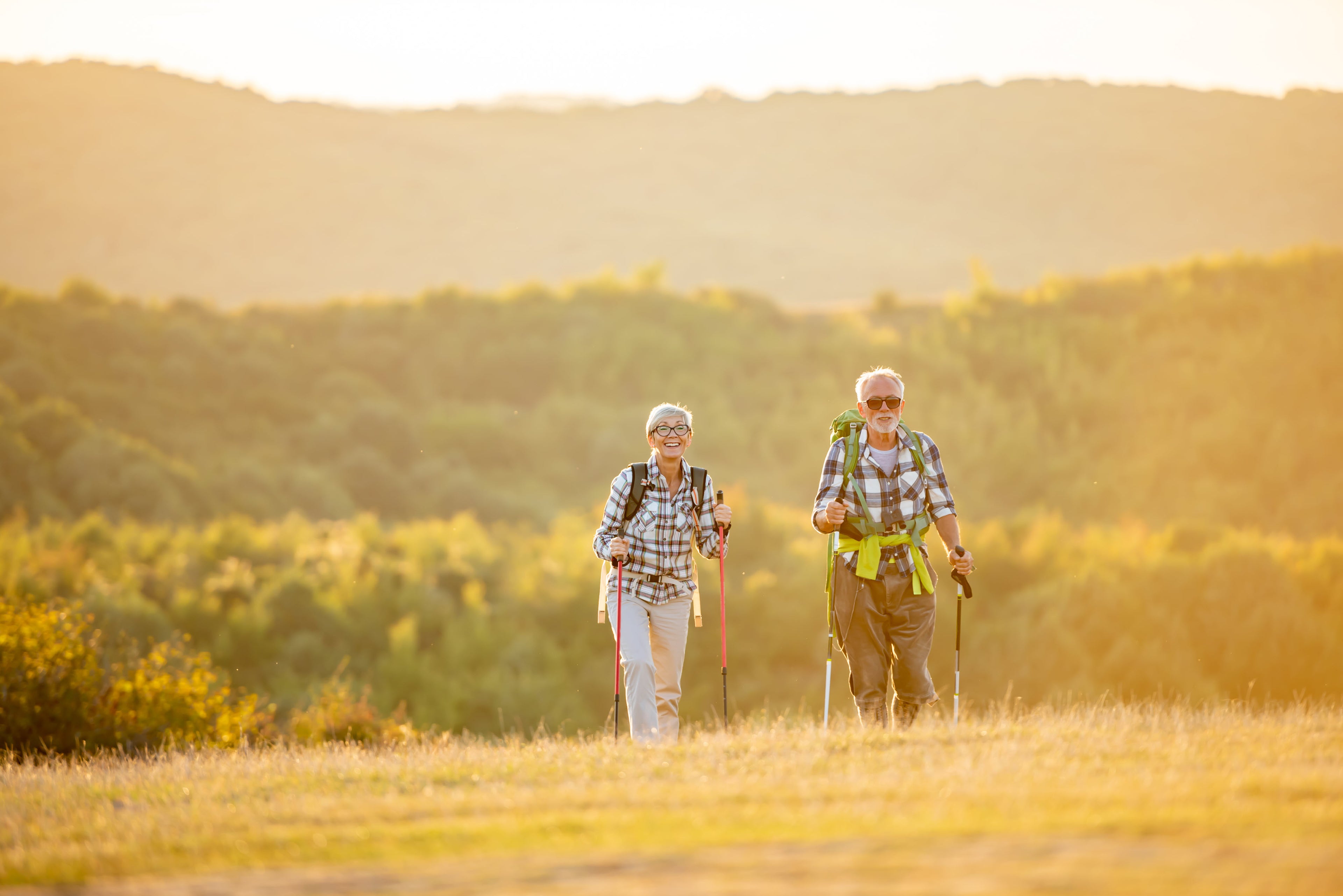 couple walking in the fields